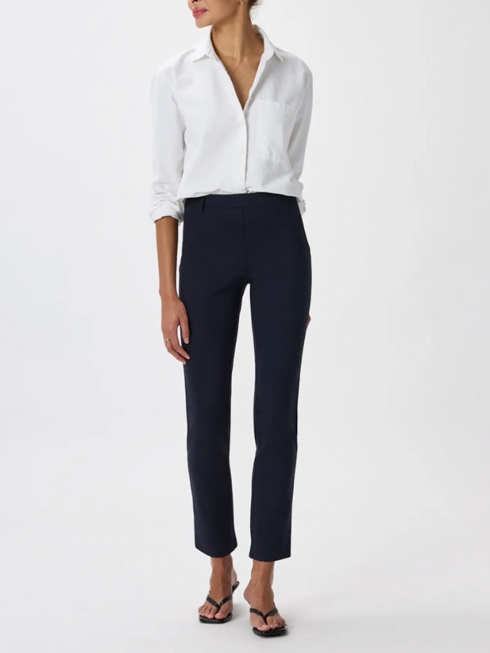 Quince Ultra-Stretch Ponte Straight Leg Pants In Navy Size Small NWT